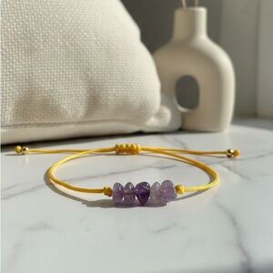 Amethyst Beaded Adjustable Cord Bracelet | Minimal Boho Crystal Jewelry